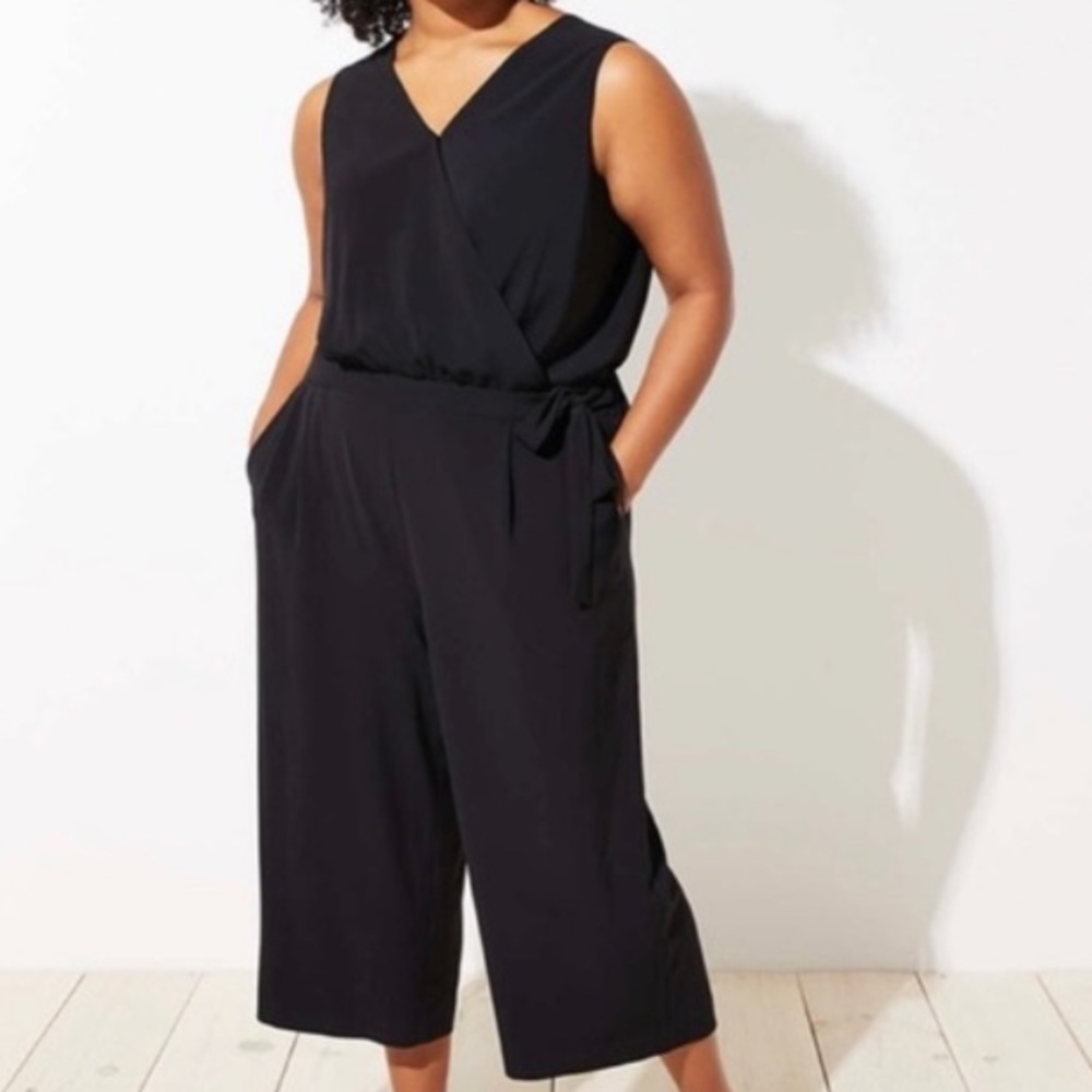 Cropped black jumpsuit LOFT plus size 24